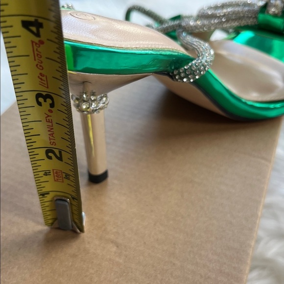 🆕 Coutgo Womens Rhinestone Bow Heels Strappy Lace Up Stiletto Pumps Size 6